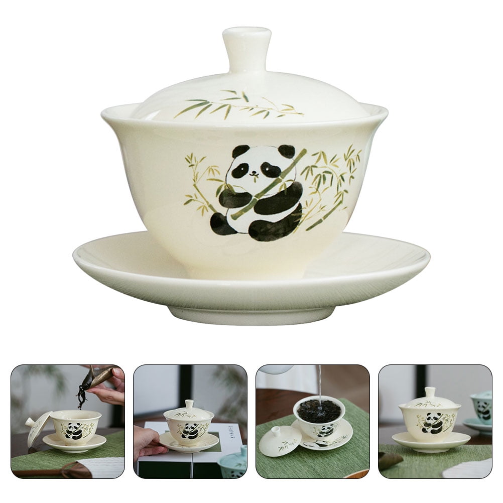 Set Of 6 Eastern Asian Design Ceramic Tea Cups In Yellow Dragon