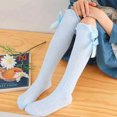 thumbnail image 4 of Esaierr 3-12 T Kids Baby Girls Knee High Socks Toddler Bow Mesh Thigh High Socks Spring Summer Compression Socks Cotton Uniform Socks 3 Pairs, 4 of 9