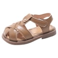 thumbnail image 6 of Girls Fisherman Sandals Soft Leather Closed Toe Princess Flat Shoes Summer Casual Breathable Strappy Beach Shoes Khaki 8.5 Toddler, 6 of 7