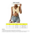 thumbnail image 4 of Women Top Deep V Neck Sleeveless Top Cable Knit Twist Front Blouse Pure Color Slim Blouse Apricot M, 4 of 4