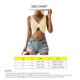 thumbnail image 4 of Top de mujer con cuello en V profundo, sin mangas, tejido con cable, blusa frontal torcida, blusa delgada de color puro, 4 of 4