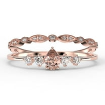 Dazzling Minimalist 1.55 Carat Pear Cut Morganite And Diamond Moissanite Classic Engagement Ring, Affordable Wedding Ring In 925 Sterling Silver With 18K Rose Gold Plating, Bridal Set, Matching Band