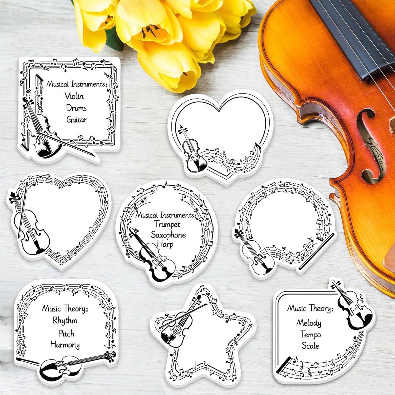 8 Pcs Shaped Cute Sticky Notes, Removable Self-Stick Memo Pads, Black Colored Notes for Stu-dents, No Residue, 3.28x3.17 Inch