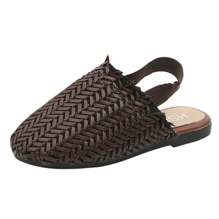 

Kid Shoes Toddler Kids Baby Girls Boys Weave Retro Single Princess Shoes Sandals Kids Sneakers Brown 22