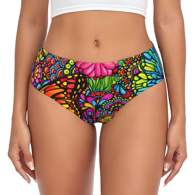 Balery Butterfly Garden Ropa Interior de Algodón para Mujer con Dibujo – Braguitas Cómodas y Elásticas, Estilo Clásico-Medium