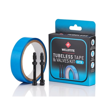 WELDTITE Tubeless Conversion Kit for Bikes, Includes 2 x 55 mm Presta Valves & 24 mm x 10 Meter