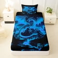 thumbnail image 3 of Feelyou Ghost Dragon Animal Twin Sheet Sets for Kids Boys Girls, Volcano Mountain Bedding, Black Blue, 3pcs, 3 of 5