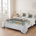 thumbnail image 2 of Twin XL Quilt Set 68''x98'', Nautical Coastal Lightweight Bedspread Coverlet with 2 Pillow Shams, Summer Sea Starfish Conch Vintage Wooden Gray Breathable All Season Quilt Bedding for Dorm/Guest Room, 2 of 9