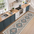 thumbnail image 4 of Roxstand 2'x12' Washable Runner Rug for Hallway Entrance Bedroom Entryway, Vintage Oriental Non Slip Stain Resistant Kitchen Rugs, Blue, 4 of 10