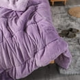 thumbnail image 6 of DOMDEC Luxury Flannel Fleece Comforter with Plush Sherpa Back - Faux Fur Blanket, Winter Warmth, Purple King Size 104x90 Inches, 6 of 7