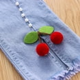 thumbnail image 6 of Byoo Toddler Girls' Cherry Embellishments Denim Capris Soft Elastic Waist Straight Fit Jeans Pants Cute Daily Pantalones, 6 of 6