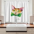 thumbnail image 2 of Ambesonne Polka Dot Kitchen Curtains, Sphynx Cat With Bow Tie, 55"x45", Forest Green Dried Rose, 2 of 3