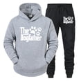 thumbnail image 5 of Sudadera con capucha y pantalón de manga larga con estampado divertido de pata de perro para hombre, conjunto de 2 piezas para amantes de los perros "The Dogfather", 5 of 5