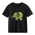 thumbnail image 4 of DAETIROS Boys Elephant Graphic T-Shirt 100% Cotton Short Sleeve Crewneck Soft Black Kids Animal Tee Hand Drawn Art Fade Resistant Sizes 2-13,Size 9-10 T, 4 of 6