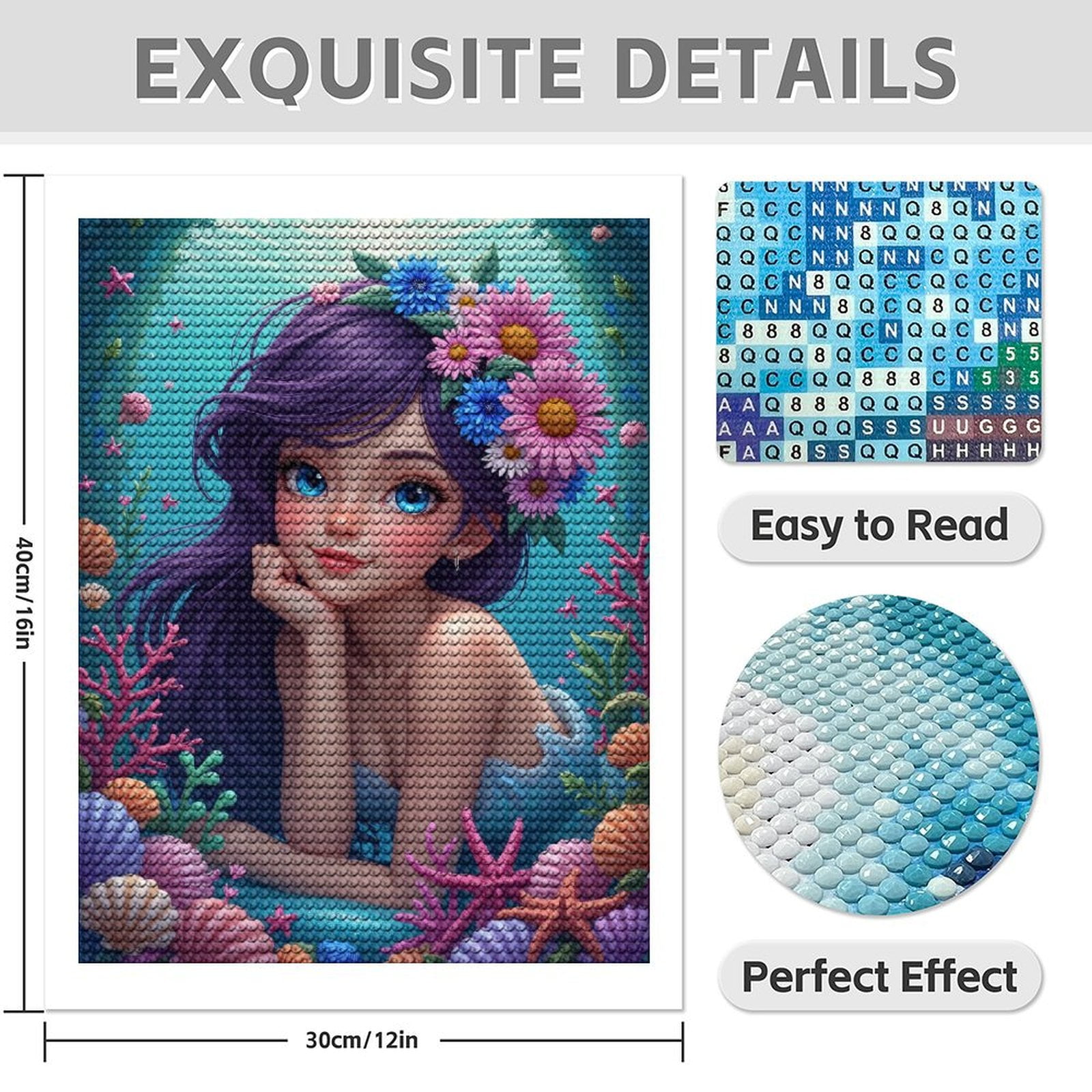 Diamond Art Kits for Adults - 5d Mermaid Fantasy Ocean Portrait Diamond Painting for Adults, Diamond Art for Adults Beginners, Diamond Painting Kits for Adults for Home Wall Decor