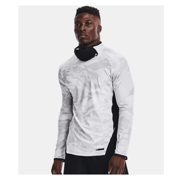 Under Armour Men's HeatGear Sports Mask Iso-Chill Mock Long Sleeve Tee, White, S