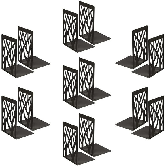 MSDADA Book Ends, Desk Bookends Heavy Duty, Book Ends Holder for Shelves, Metal Bookends for Office&School, Book Shelf Holder Home Decorative, Bookend Supports, Book Stoppers (Black, 7 Pairs)