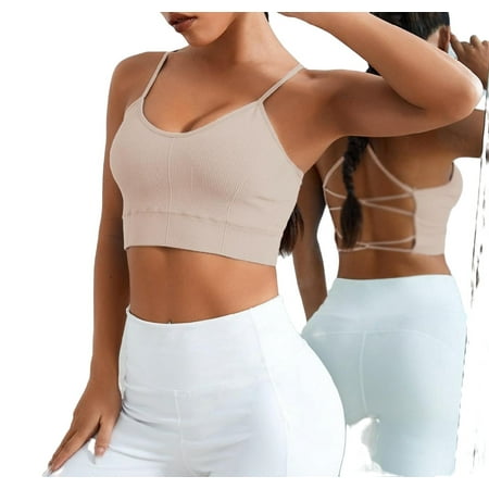 

Plain Round Neck Apricot Women Sports Bras Women s