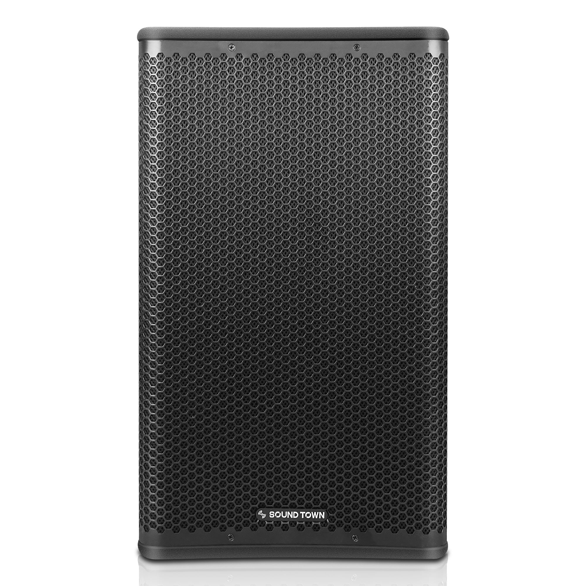 Sound Town Oberon Series 12" 1200W Powered PA/DJ Speaker with 2-Channel Mixer and Onboard DSP, TWS Bluetooth, Plywood, Black (OBERON-112PW)