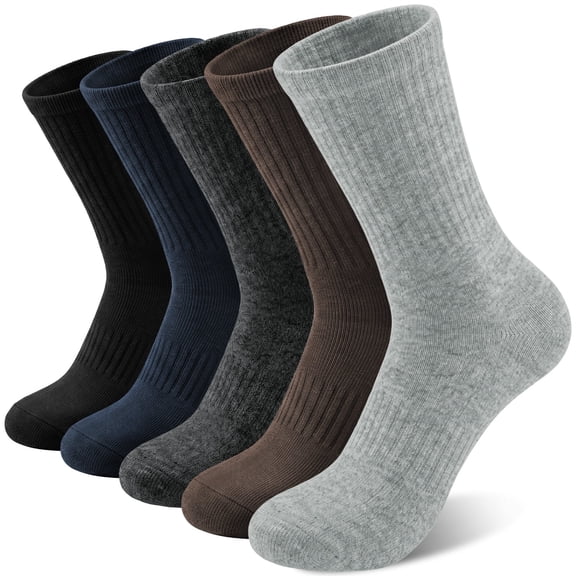 KOITHOT 5 Pairs Wool Socks for Men, Thick Soft Knit Vintage Boot Crew Socks