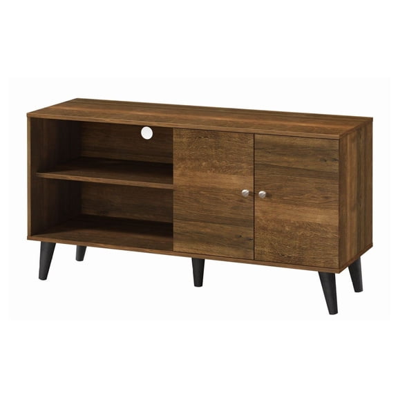 Amidon TV Stand for 47" TVs, Entertainment Center with Storage - Modern Low Profile TV Console with Shelves & Cabinet, Brown