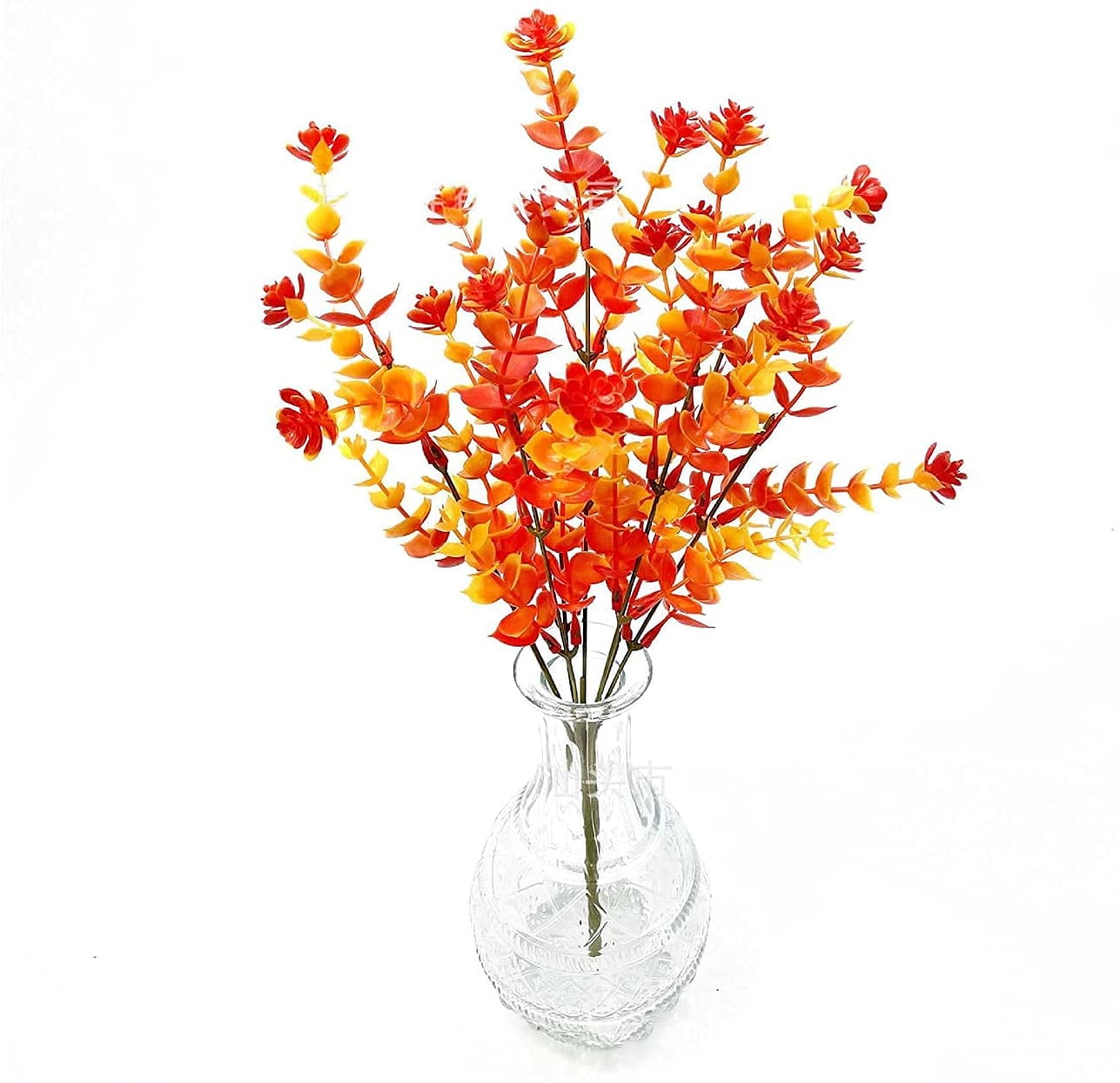 Artificial Flowers Outdoor, 6 Bundles Artificial Plants UV Resistant Fake Plants for Outdoors Outside Front Porch Window Box Hanging Planter Decoration, Orange