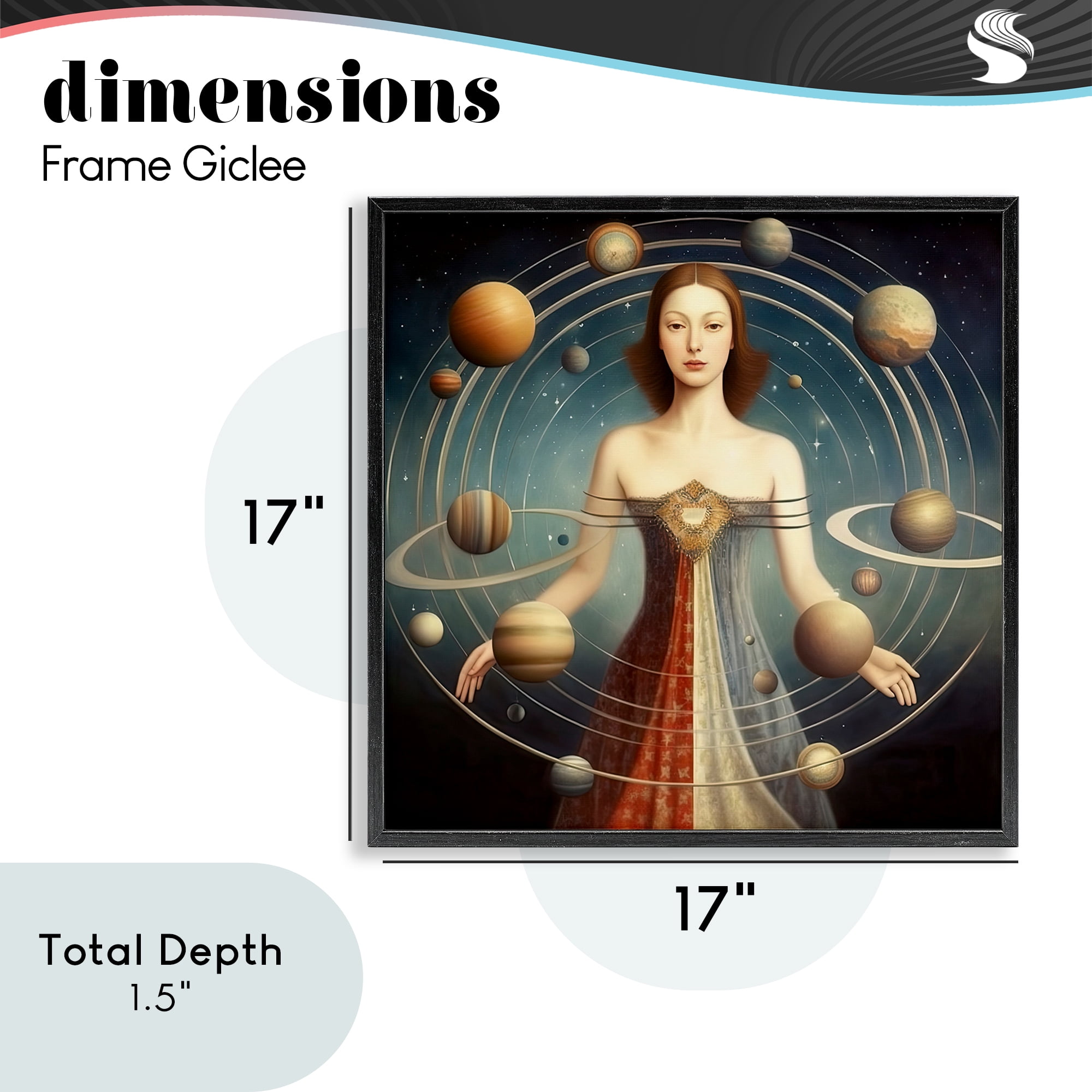 Galactic Orbits Woman Black Framed Giclee Art, design by Sasha