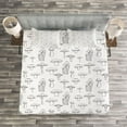 thumbnail image 3 of Ambesonne Mushroom Quilted Bedspread Set 3 Pcs, Monochrome Doodle Print, King Size, White and Black, 3 of 3