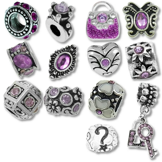 Timeline Treasures Purple Birthstone Beads And Charms For Pandora Charm Bracelets February June Walmart Com Walmart Com