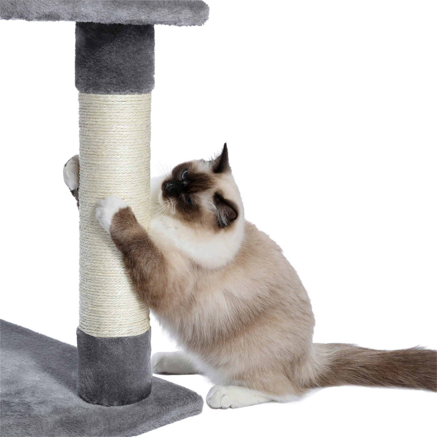 Pefilos 64" Modern Cat Tree for Large Cat Condo for Multiple Cats with Top Perch, Cozy Hammock, Climbing Ladder, Feeding Bowl and Cat Interactive Toy Cat Tower for Big and Fat Spacious, Gray Pefilos 64" Modern Cat Tree for Large Cat Condo for Multiple Cats with Top Perch, Cozy Hammock, Climbing Ladder, Feeding Bowl and Cat Interactive Toy Cat Tower for Big and Fat Spacious, Gray