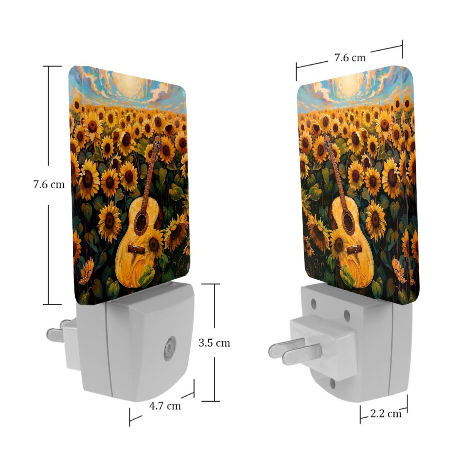 PhooArto Sunflower Field Guitar Plug in LED Night Light Auto Sensor Dusk to Dawn Decorative Night for Bedroom, Bathroom, Kitchen, Hallway, Stairs, Baby's Room, Energy Saving