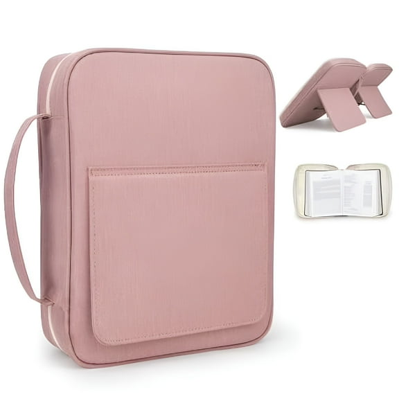 GASTROPOD Bible Covers for Men & Women,Bible Case Carrying Church Bag with Book Stand,Bible Bag with Handle,Zipper and Multi-Pockets for Scripture Study Bible Protector,Pink