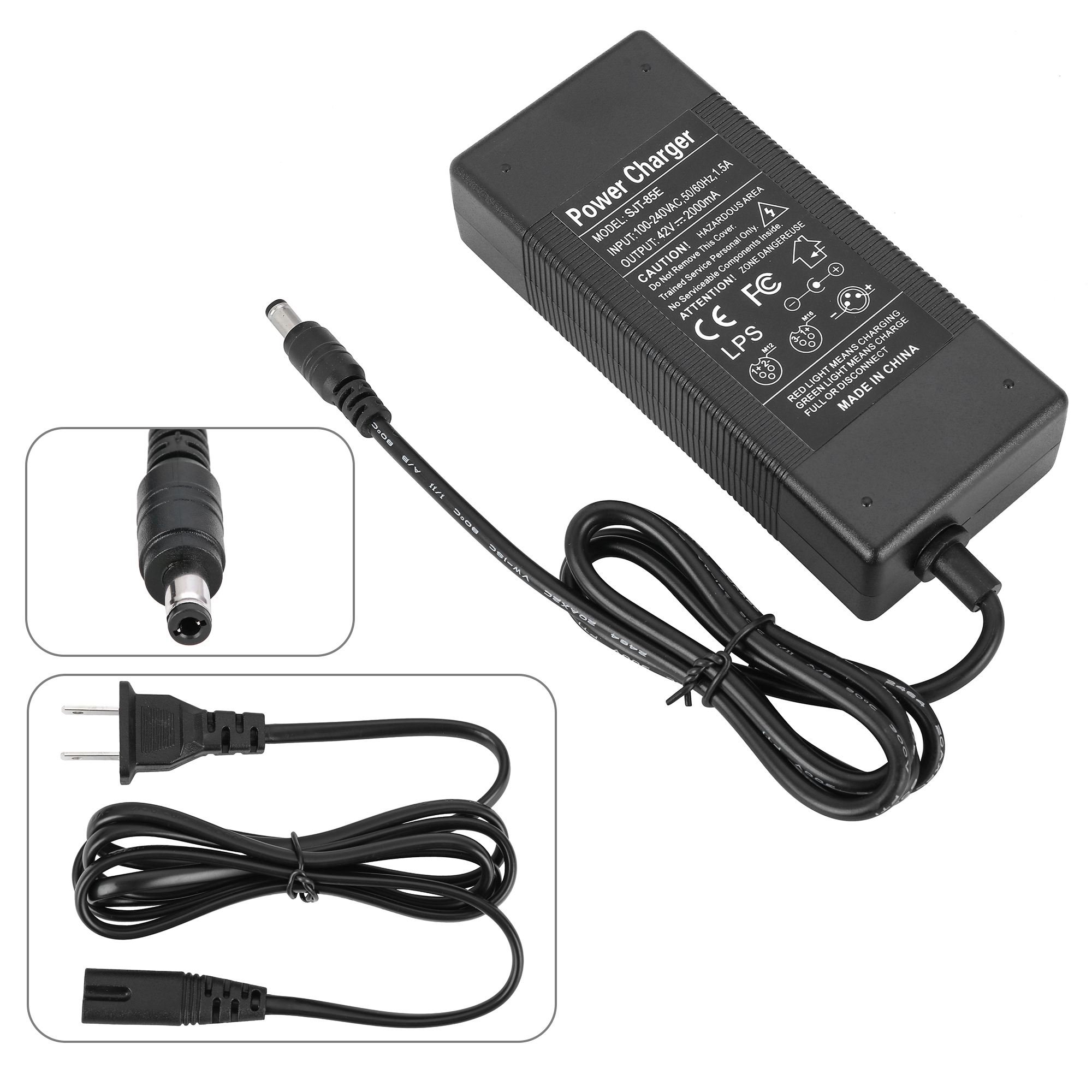 42V 2A Charger Power Fast 3Prong Inline Connector, Sports Mod Lithium