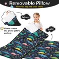 thumbnail image 3 of Colorful Dinosaurs Plant Dark Blue Pattern Teens Toddler Nap Mat with Pillow, Sleeping Mat Bag for Preschool Daycare 59"x22", 3 of 6