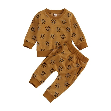 

Sunisery 2PCS Newborn Infant Baby Boys Girls Sun Printed Shirt Top Running Pants Fall Winter Outfits Ginger 0-6 Months