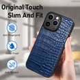 thumbnail image 6 of ELEHOLD for iPhone 11 Pro Crocodile Pattern Leather Case, Classic Luxury Vintage PU Leather Soft TPU Bumper Hard PC Hybrid Shockproof Slim Lightweight Case for iPhone 11 Pro 5.8 inch,Blue, 6 of 9