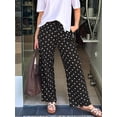 thumbnail image 5 of Polka Dot Pants Women Y2K Print High Waisted Drawstring Wide Leg Pants Vintage Boyfriend Pants Black XL, 5 of 9