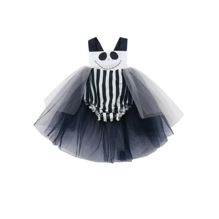 

Canrulo Newborn Infant Baby Girls Romper Tutu Sleeveless Skirt Halloween Party Clothes Black 0-6 Months