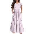 thumbnail image 1 of Yanlir Robe d'Été à Volants pour Filles 4-14 Ans, Robes Trapèze pour Enfants Sans Manches à Col Rond, Robe Soleil pour des Tenues Confortables et Stylées (Rose#3, 8 Ans), 1 of 5