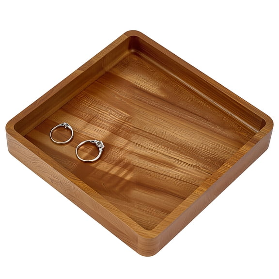 Acacia Wood Square Serving Tray Square Wood Serving Platter for Display Collectible Ring Jewelry Earring Necklace Trinkets Decorative Organizer