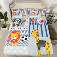 thumbnail image 2 of Feelyou Cute Lion Giraffe Queen Sheet Sets, Jungle Wildlife Sport Meeting Flat Sheet, Cartoon Animal Theme Queen Fitted Sheet, Luxury Bedroom Decor, 4pcs, 2 of 7