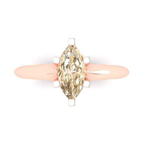 1 ctw Solitaire Anniversary Ring for Women | Marquise Cut Natural Morganite | Hyperallergenic Solid 18K Rose Gold