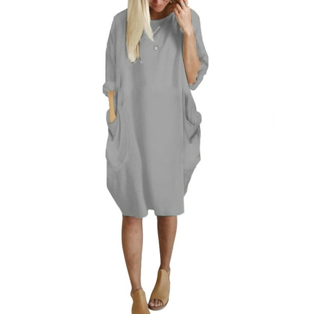 UKAP - UKAP Plus Size Women Cotton Linen Dress Summer Vintage Beach ...