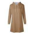 thumbnail image 4 of Strungten Women's Fashion Casual Solid Color Long Sleeve Drawstring Hoodie Sweatshirt Dress long dresses for women formal, 4 of 5