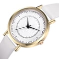 thumbnail image 1 of Reloj de pulsera redondo informal de moda Reloj de pulsera de cuarzo Correa de PU (oro blanco), 1 of 5