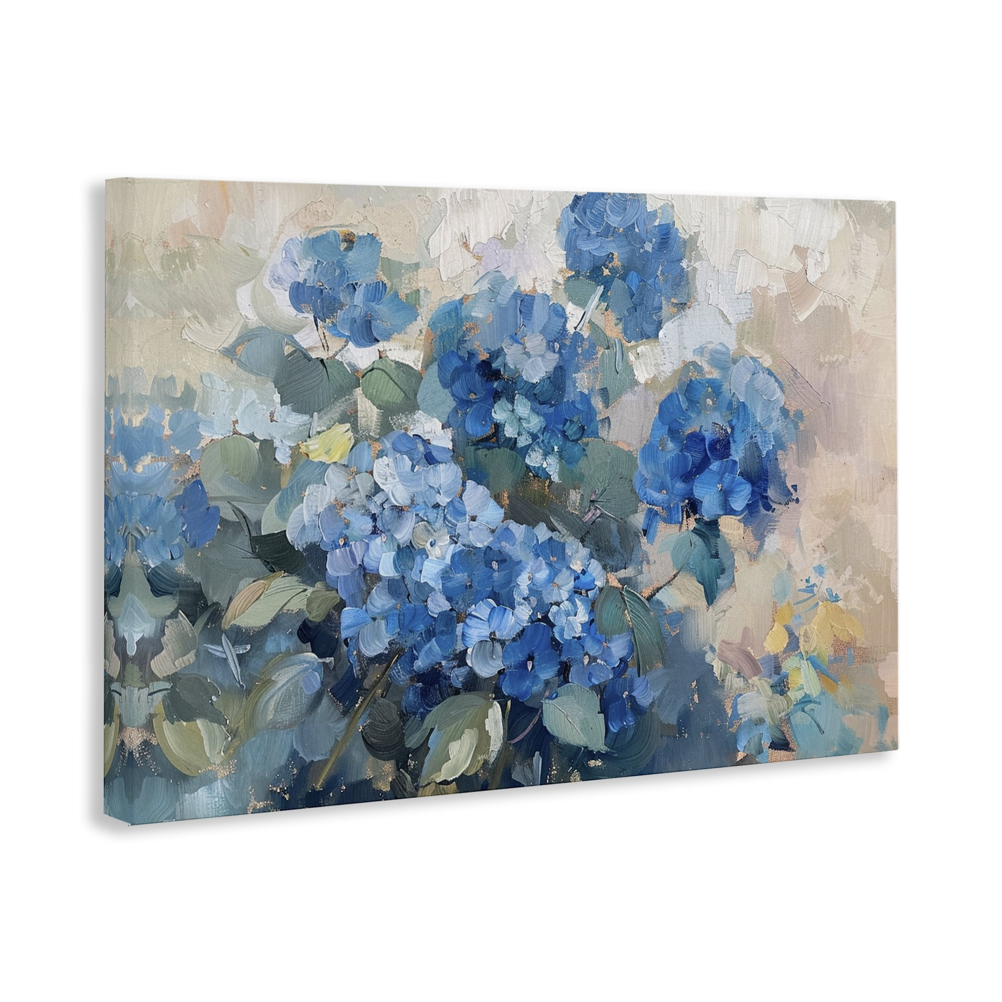 Stupell Industries Blue Hydrangeas Impression Plants & Flowers Painting Wrapped Canvas Art Print Wall Art, 30 x 20