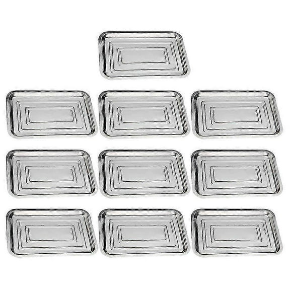 10pcs Stainless Steel Food Serving Tray Multi-function Plate Kitchen Food Meal Tray