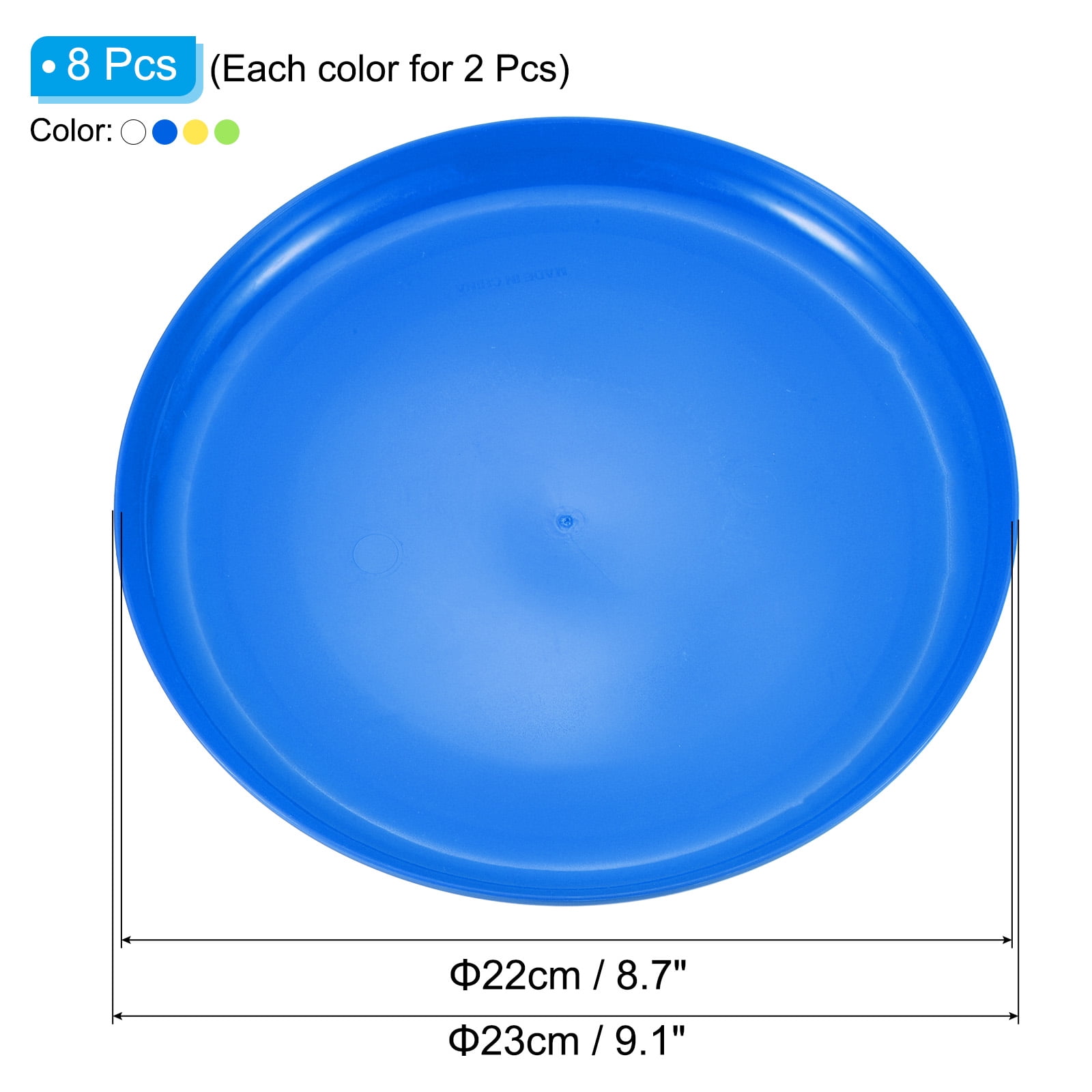 Flying Disc 9 Inch 65 Gram Sport Training Disk, White Blue Green Yellow, 8 Pack
