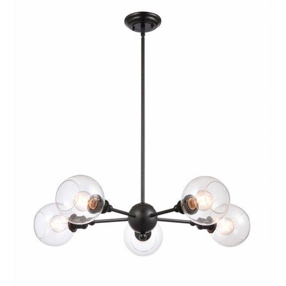 341-5CR-BK-G122-6 Innovations Lighting Concord - 5 Light Chandelier In Industrial Style-6 Inches Tall and 30 Inches Wide-Matte Black Finish-Clear