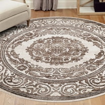 Unique Loom Hermitage Collection Area Rug - Malachite (10' 8" Round Chocolate Brown/Black)